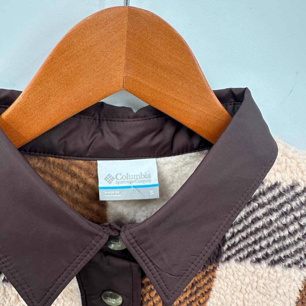 COLUMBIA West Bend Shacket Fleece Shirt Jacket in Copper Brown // S - Picture 3 of 11